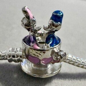 Disney Donald Duck and Daisy Love Tea Cup Charm fits PANDORA